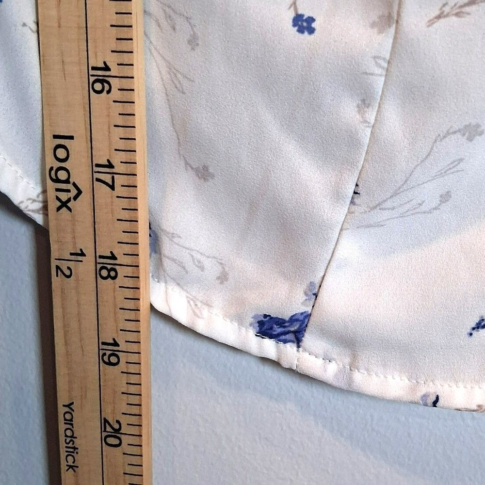 Sienna Sky Blue White Floral Milkmaid Top Large Boho Corset Puff Sleeve Coquette - Picture 10 of 10